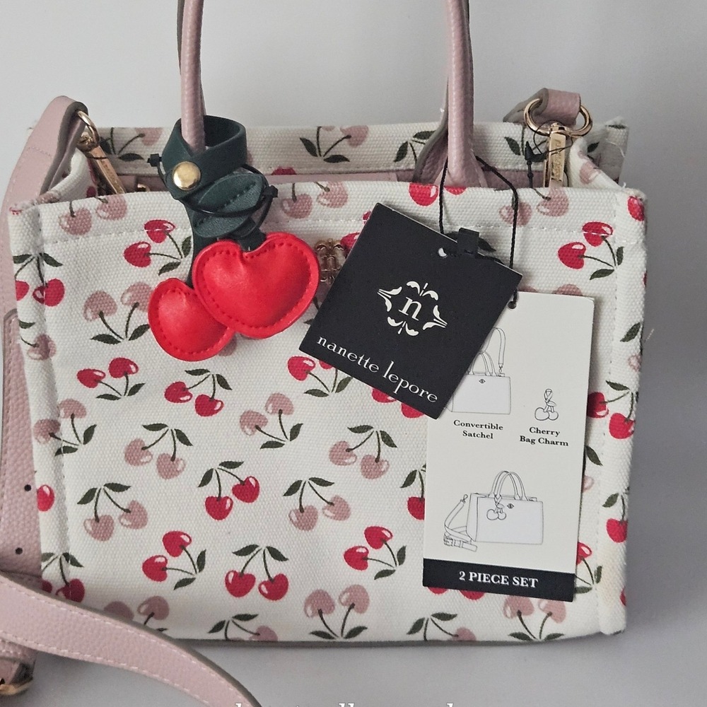 Nanette Lepore Cherry Satchel Bag with Charm Chic Preppy Cottage NWT